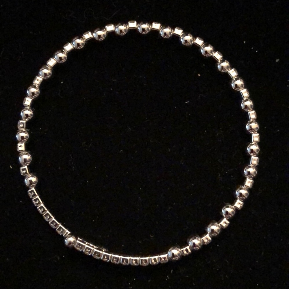 Merx Silver Bead and Crystal Bracelet